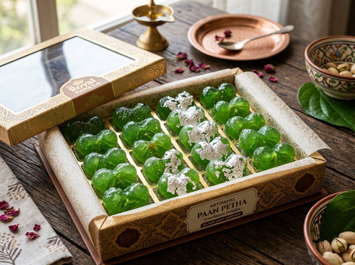 Premium green Paan Petha sweets heart-shaped